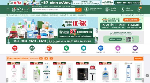 Mẫu thiết kế website các sản phẩm mỹ phẩm và dịch vụ chăm sóc sắc đẹp Hasaki