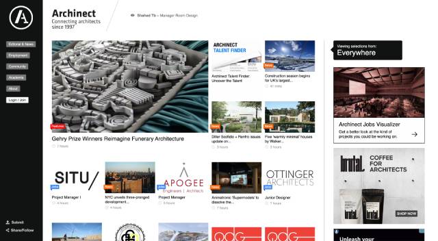 Mẫu thiết kế website kiến trúc Archinect